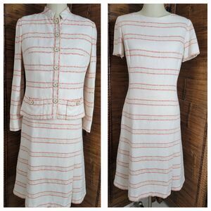Rare Vintage 60s Leonard Arkin 2pc Linen Dress Suit VTG Size 12 (Modern 8?)
